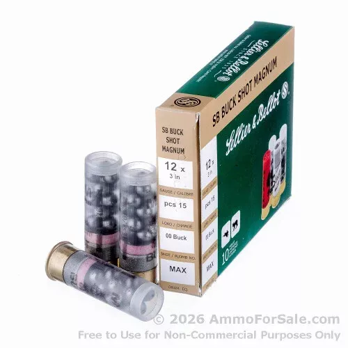 10 Rounds of Discount 3″ Magnum 00 Buck 12ga Ammo For Sale by Sellier & Bellot