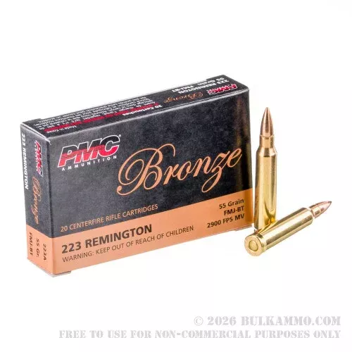 1000 Rounds of .223 Ammo by PMC – 55gr FMJBT