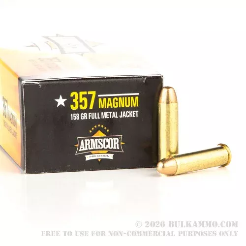 1000 Rounds of .357 Mag Ammo by Armscor – 158gr FMJ