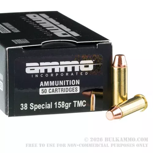 1000 Rounds of .38 Spl Ammo by Ammo Inc. – 158gr TMJ