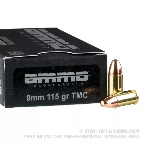 1000 Rounds of 9mm Ammo by Ammo Inc. – 115gr TMJ