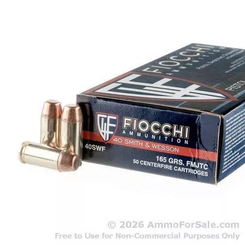 1000 Rounds of Discount 165gr FMJTC .40 S&W Ammo For Sale by Fiocchi