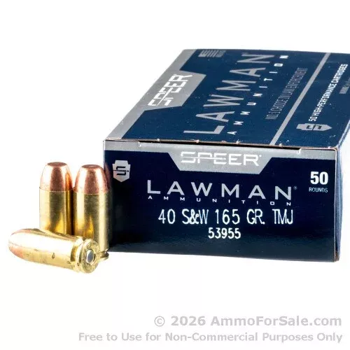 1000 Rounds of Discount 165gr TMJ .40 S&W Ammo For Sale by Speer