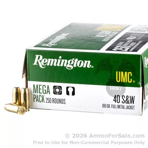 1000 Rounds of Discount 180gr MC .40 S&W Ammo For Sale by Remington