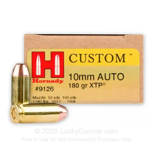 10mm Auto – 180 Grain XTP JHP – Hornady Custom – 20 Round