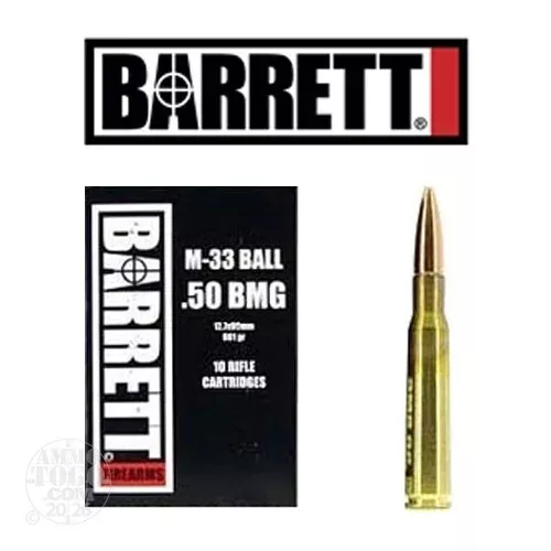 10rds – 50 Cal. BMG Barrett 661gr. M33 Ball Ammo