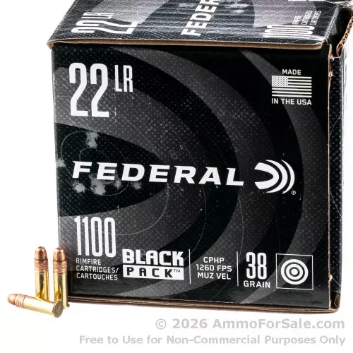 1100 Rounds of Discount 38gr CPHP .22 LR Ammo For Sale by Federal