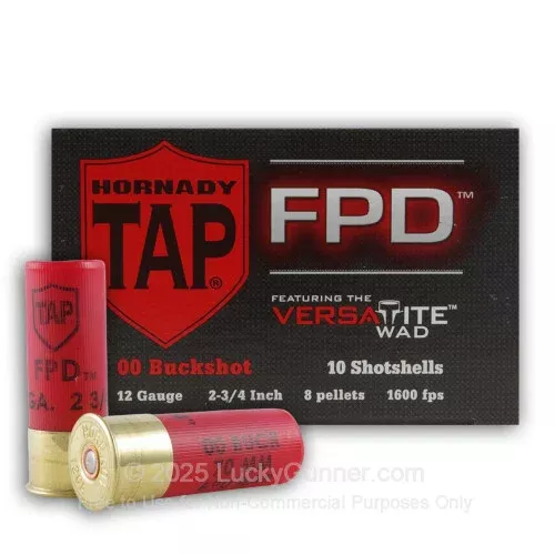 12 ga – 2-3/4″ – 00 Buck – TAP FPD – Hornady – 250 Rounds