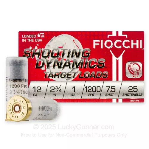 12 ga – 2-3/4″ – 1 oz #7.5 Lead Shot – Fiocchi – 250 Round Case