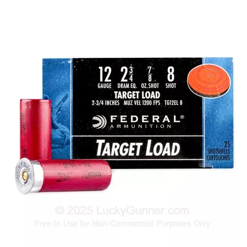 12 ga – 2-3/4″ Lead Shot Target Load – 7/8 oz – #8 – Federal Top Gun – 25 Rounds