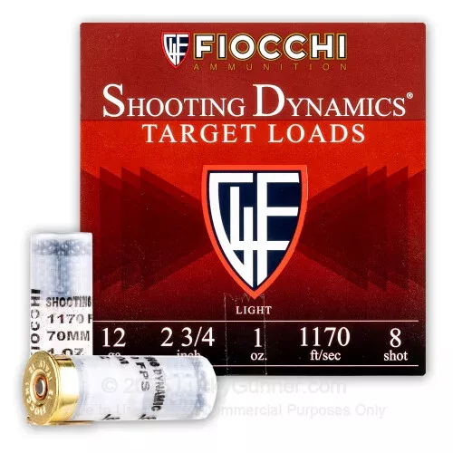 12 Gauge – 2-3/4″ #8 – Fiocchi Shooting Dynamics – 250 Rounds