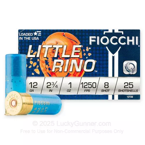 12 Gauge – 2-3/4″ Little Rino #8 Shot – Fiocchi – 250 Rounds