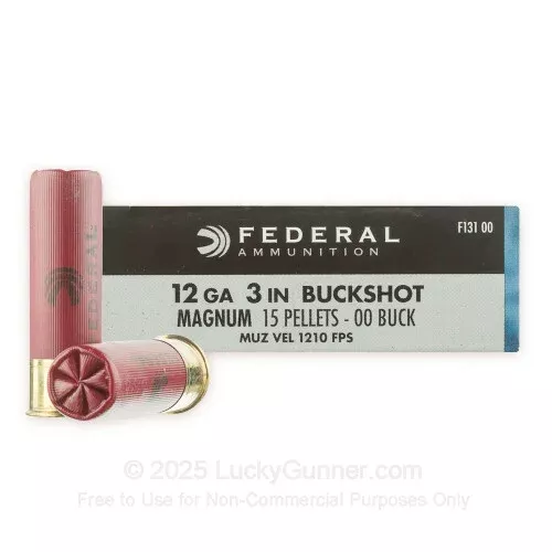 12 Gauge – 3″ 00 Buck – Federal Power-Shok – 250 Rounds