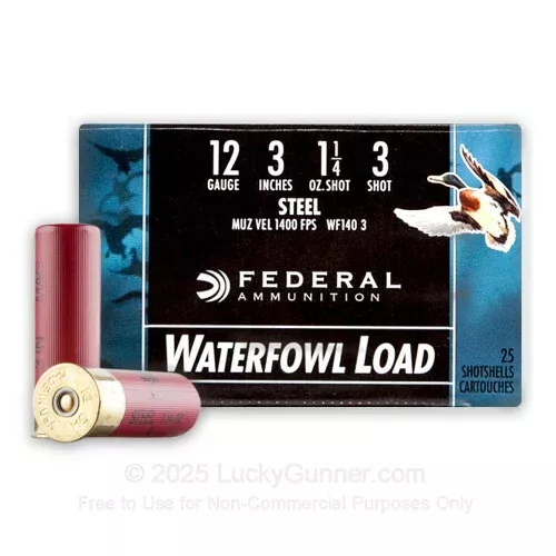 12 Gauge – 3″ 1-1/4 oz. #3 Steel Shot – Federal Speed-Shok Waterfowl – 25 Rounds