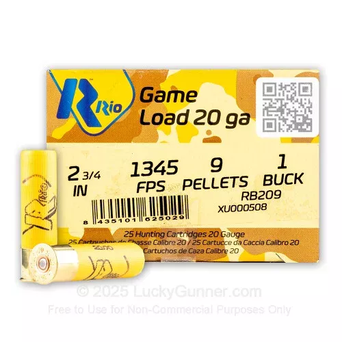 20 ga – 2-3/4″ #1 Buck – Rio – 250 Rounds
