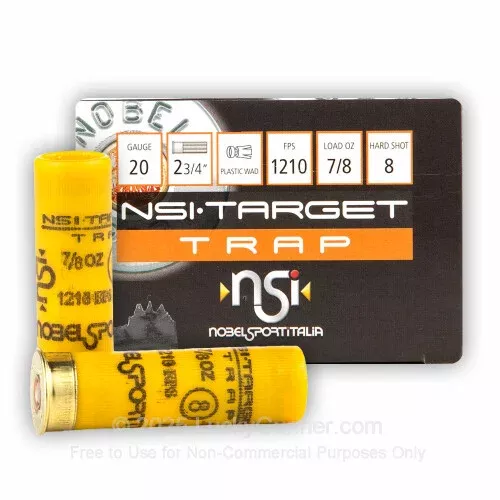 20 Gauge – 2-3/4″ 7/8 oz. #8 Shot – NobelSport Trap- 25 Rounds