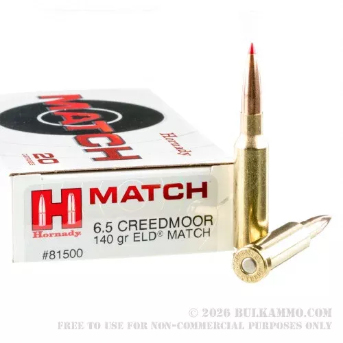 200 Rounds of 6.5 Creedmoor Ammo by Hornady – 140gr ELD Match