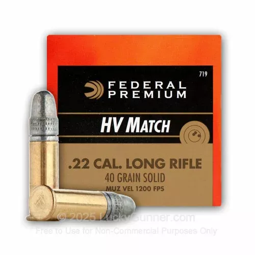 22 LR – 40 Grain Solid – Federal Gold Medal High Velocity Match – 500 Rounds