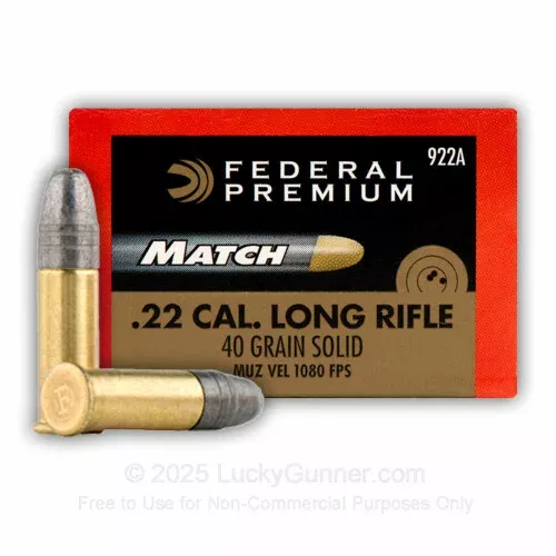 22 LR – 40 Grain Solid – Federal Gold Medal Match – 50 Rounds