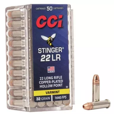 22 LR32 Grain Stinger Copper Plated Hollow Point, Box of 50