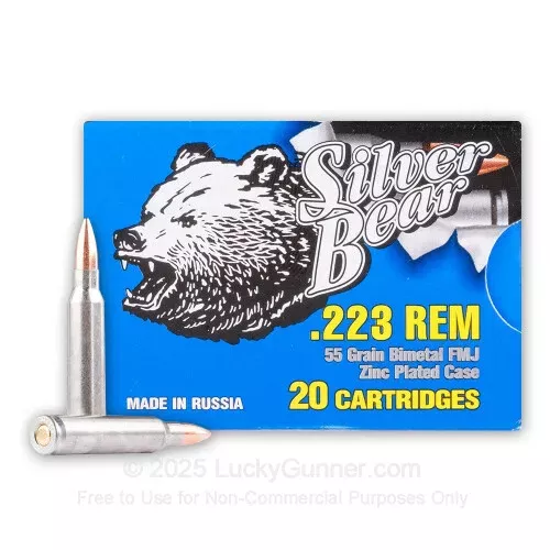 223 Rem – 55 gr FMJ – Silver Bear – 500 Rounds