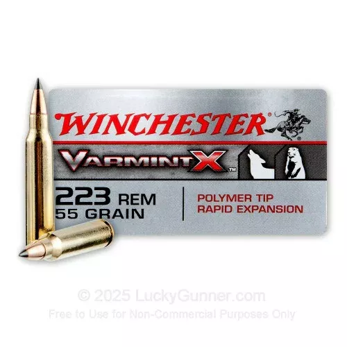 223 Rem – 55 gr Polymer Tip – Winchester Varmint X – 200 Rounds