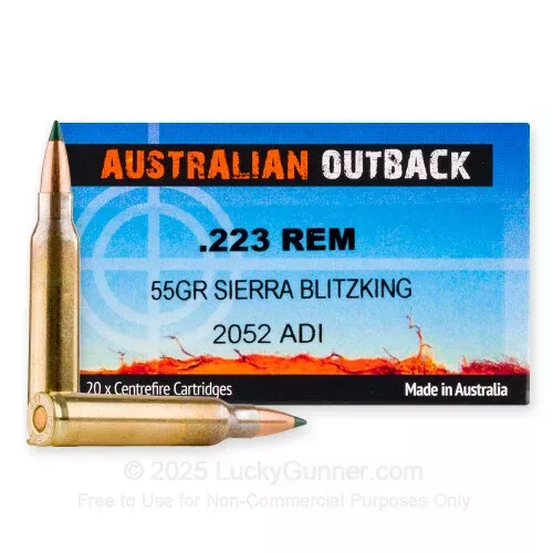 223 Rem – 55 gr Sierra BlitzKing – Australian Outback – 20 Rounds