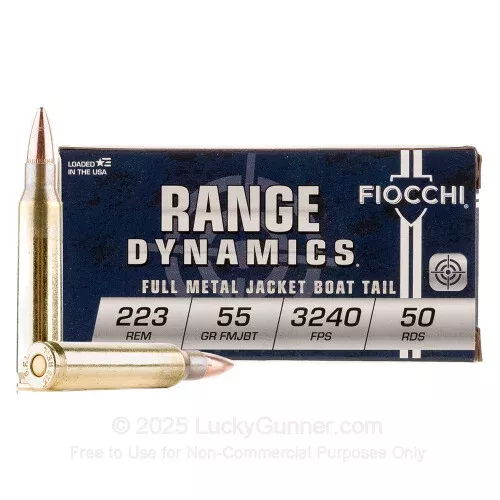 223 Rem – 55 Grain FMJBT – Fiocchi – 50 Rounds