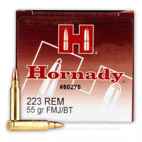 223 Rem – 55 Grain FMJBT – Hornady – 500 Rounds