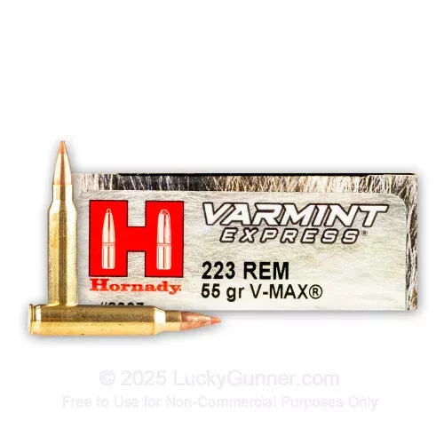 223 Rem – 55 Grain V-MAX Polymer Tip – Hornady Varmint Express – 20 Rounds