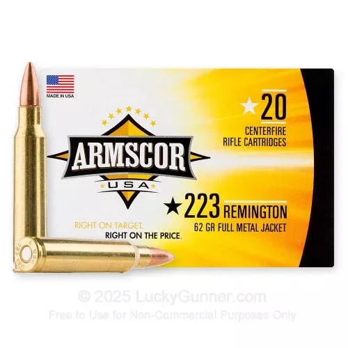 223 Rem – 62 gr FMJ – Armscor – 20 Rounds