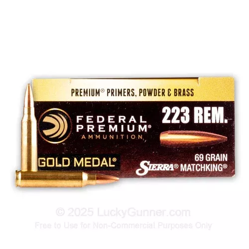 223 Rem – 69 gr BT-HP – Federal Premium Sierra Match King Gold Medal – 500 Rounds