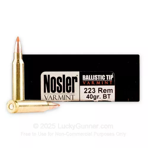 223 Remington – 40gr Trophy Grade Varmint BT – Nosler – 20 Rounds