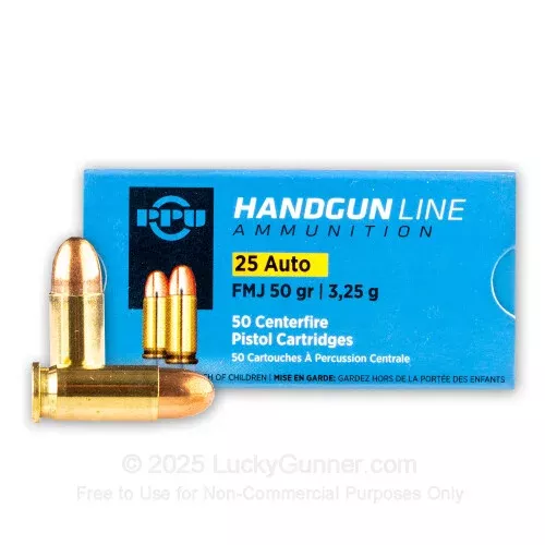 25 ACP – 50 Grain FMJ – Prvi Partizan – 1000 Rounds