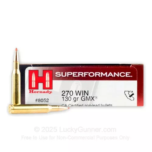 270 – 130 gr GMX – Hornady Superformance – 20 Rounds