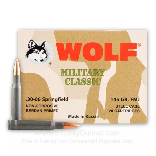30-06 – 145 Grain FMJ – Wolf – 20 Rounds
