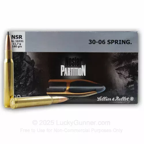 30-06 – 180 gr Nosler Partition – Sellier & Bellot – 20 Rounds