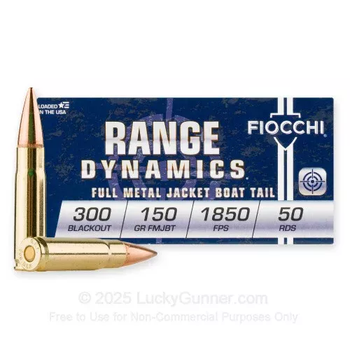 300 AAC Blackout – 150 Grain FMJ – Fiocchi – 500 Rounds