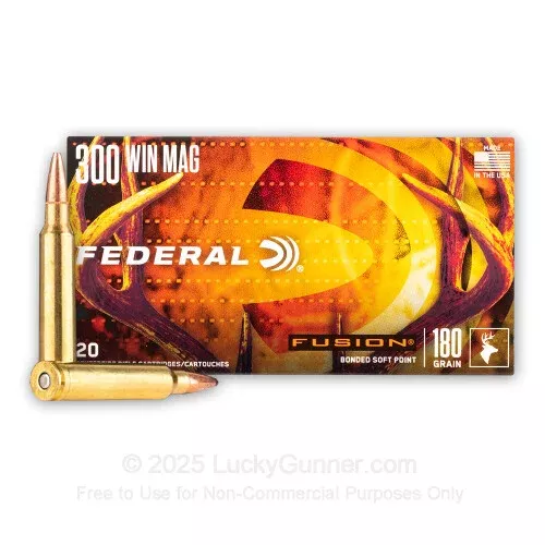 300 Winchester Magnum – 180 Grain Fusion – Federal Fusion – 20 Rounds