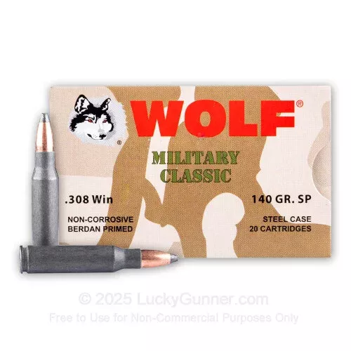 308 – 140 gr SP – Wolf WPA Military Classic – 500 Rounds
