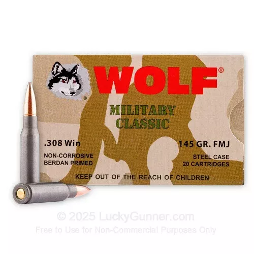 308 – 145 Grain FMJ – Wolf WPA – 500 Rounds