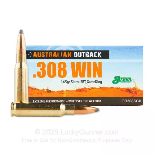 308 – 165 gr SBT Sierra GameKing – Australian Outback – 200 Rounds