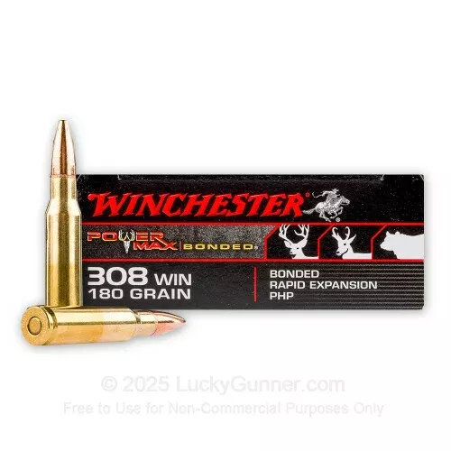 308 – 180 Grain Bonded PHP – Winchester Power Max Bonded – 20 Rounds