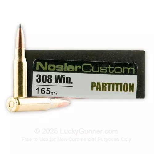 308 Win – 165 Grain Nosler Partition SP – Nosler Trophy Grade – 20 Rounds
