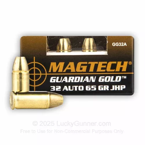 32 ACP – 65 Grain JHP – Magtech Guardian Gold – 20 Rounds