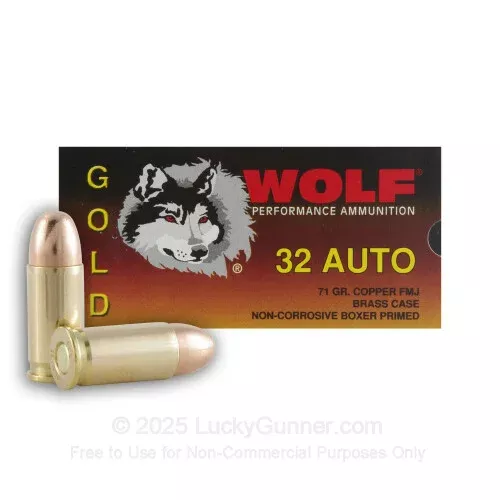 32 ACP – 71 gr FMJ – Wolf Gold- 50 Rounds