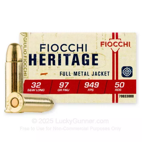 32 S&W Long – 97 Grain FMJ – Fiocchi – 50 Rounds