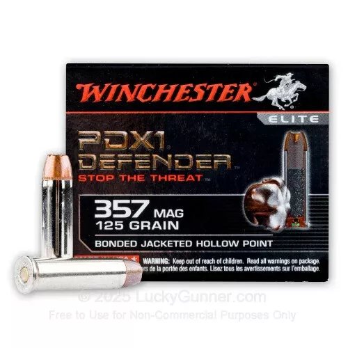 357 Mag – 125 gr JHP – Winchester Elite PDX1 Defender – 20 Rounds