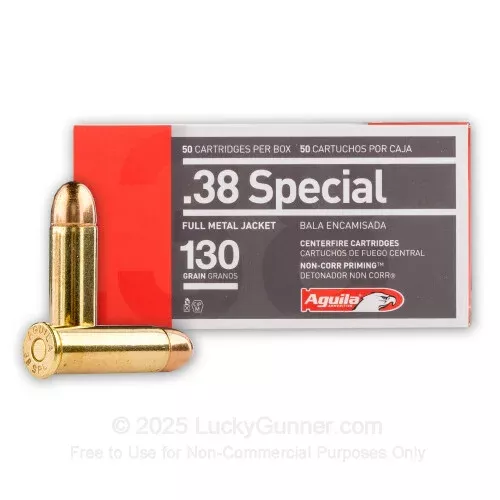 38 Special – 130 gr FMJ – Aguila – 50 Rounds