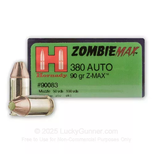 380 Auto – 90 Grain Z-MAX – Hornady – 25 Rounds